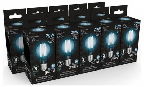 Лампа светодиодная Gauss Filament E27 20Вт 4100K 102902220 - Amppa.ru