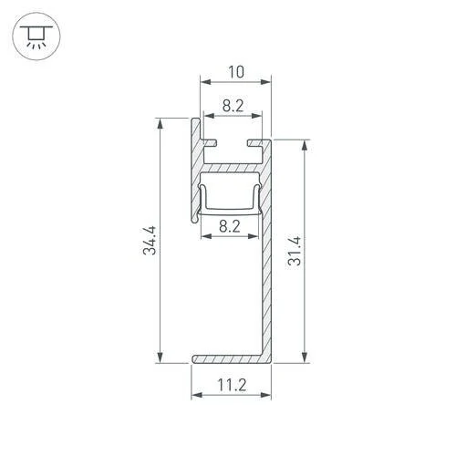 Профиль PLINTUS-H35-F-2000 BLACK (Arlight, Алюминий), 043599 - Amppa.ru