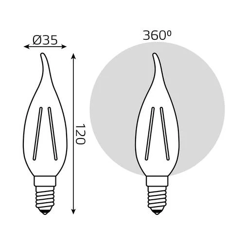 Лампа светодиодная Gauss Filament E14 13Вт 4100K 104801213 - Amppa.ru