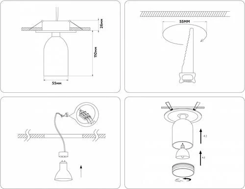 Встраиваемый светильник на штанге Ambrella Light TA TA1273 - Amppa.ru